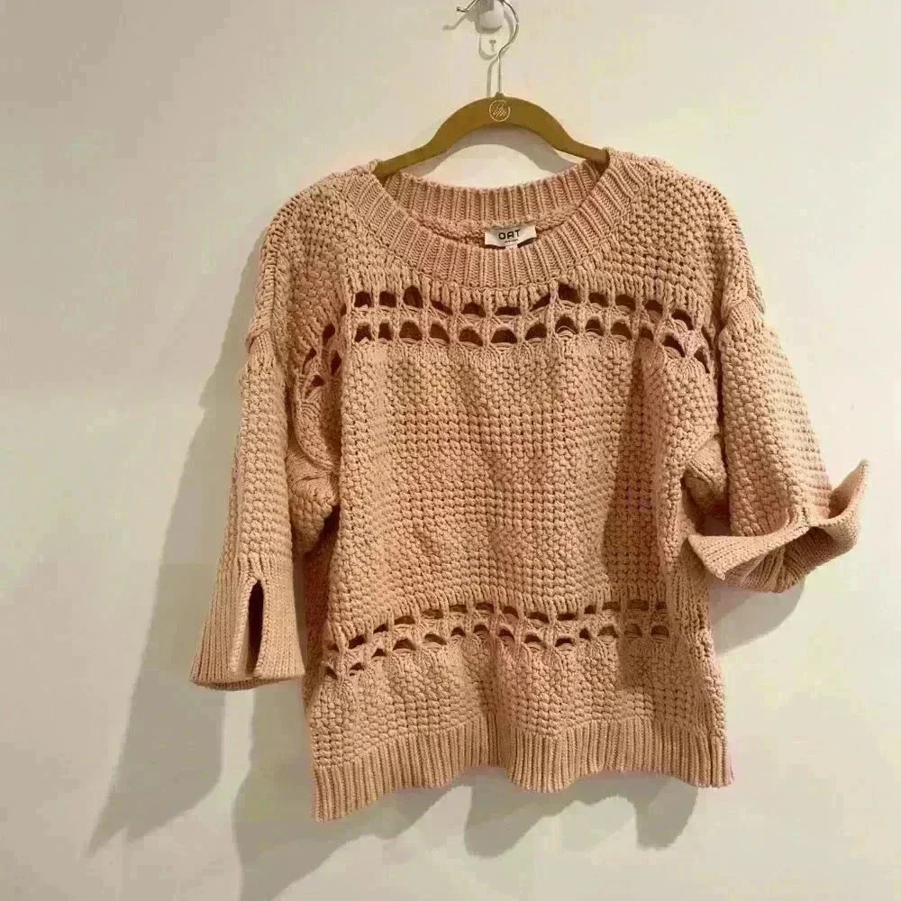 NWT OAT Crochet Peach /Pink (color) sweater